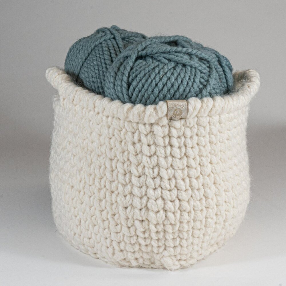 Large Handmade Farmhouse Crocheted Basket With Handles - Picture 3 of 5